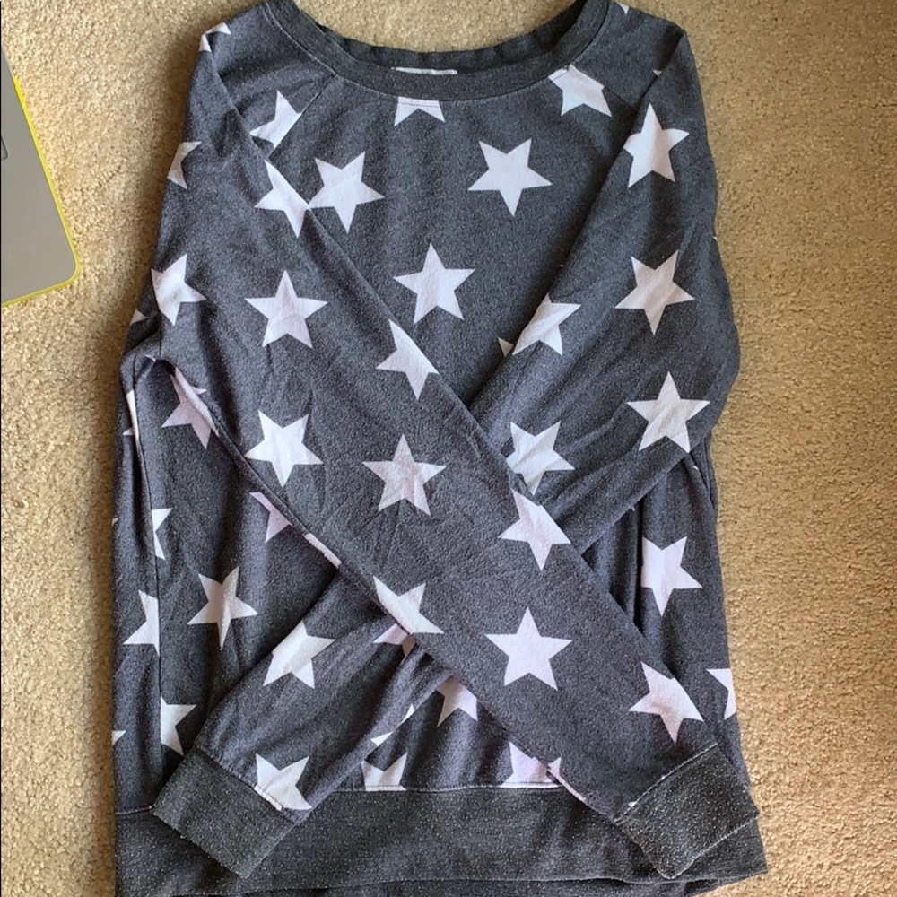 Grey sweater with white stars